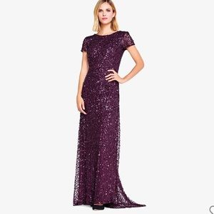 Adrianna Papell Sequin Gown Cabernet